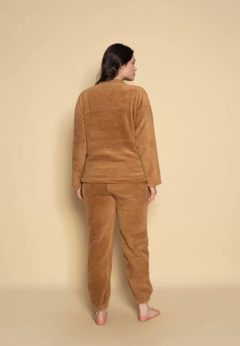 Pijama damă „COCOLINO” maro cu imprimeu „Little Rain” - 2