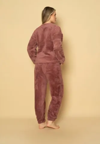 Pijama damă „COCOLINO” mov cu imprimeu „Rain and Snow” hover