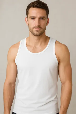 Maiou bărbați clasic alb – 50% bumbac, 50% modal