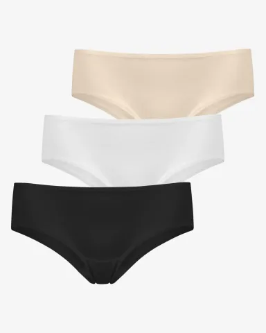 Chiloți clasici damă – set 3 bucăți, alb, negru și crem