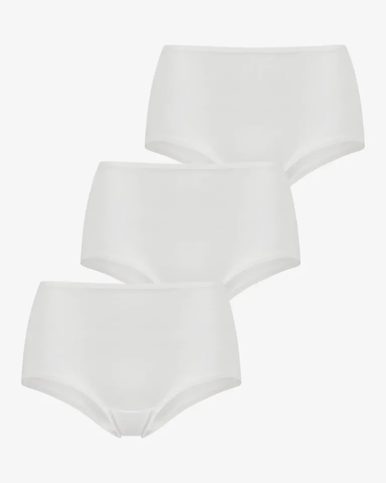 Chiloți damă cu talie înaltă – set 3 bucăți, culoare alb