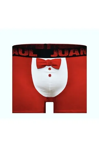 Boxeri bărbați roșii cu papion – 95% bumbac, 5% elastan