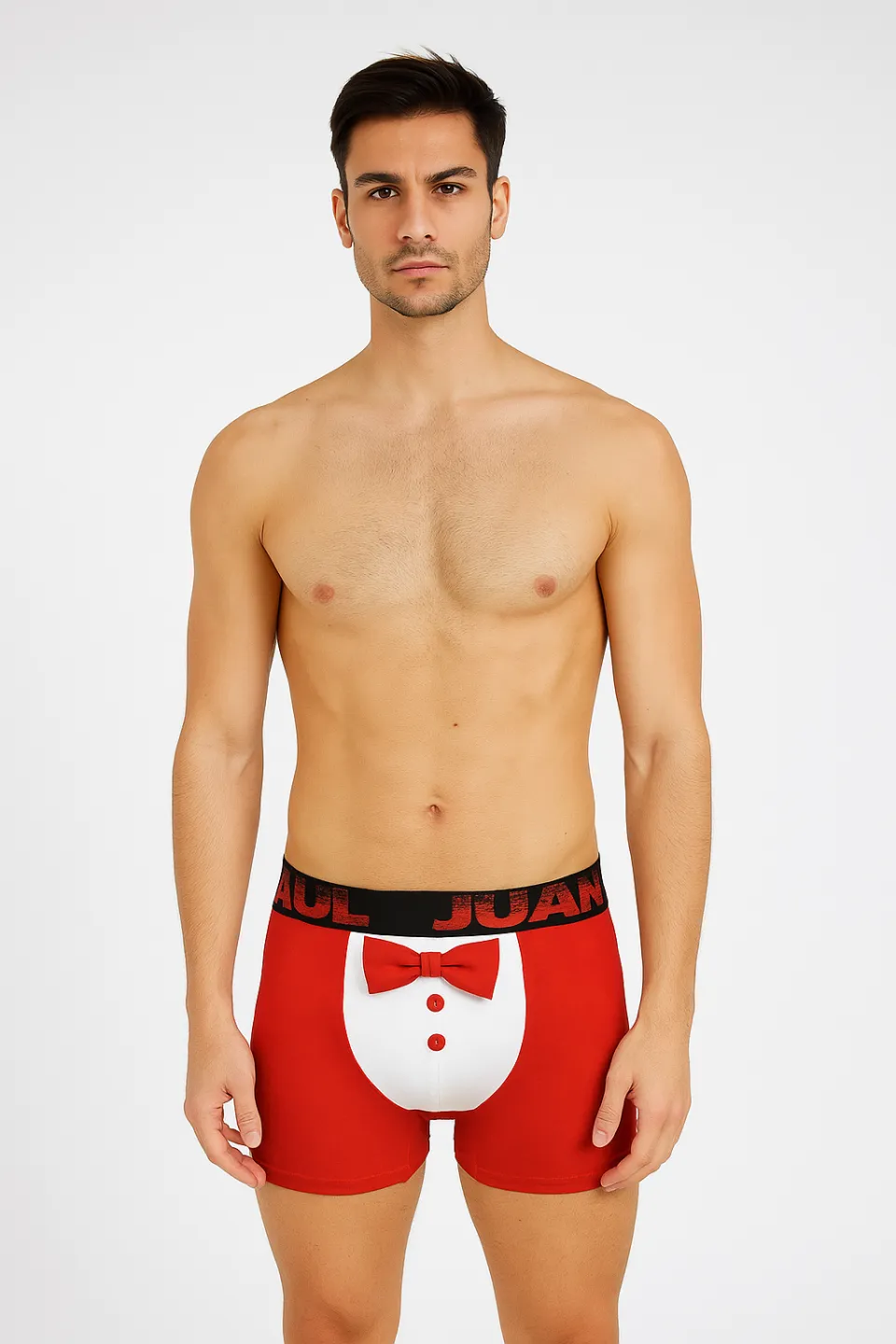 Boxeri bărbați roșii cu papion - 1