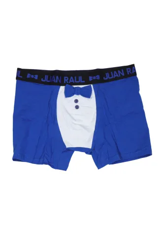 Boxeri bărbați albaștri cu papion – 95% bumbac, 5% elastan