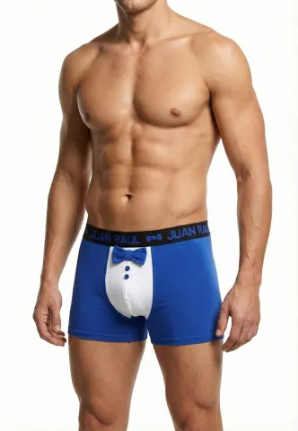 Boxeri bărbați albaștri cu papion