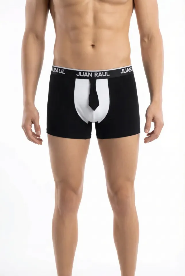 Boxeri bărbați negri cu model cravată