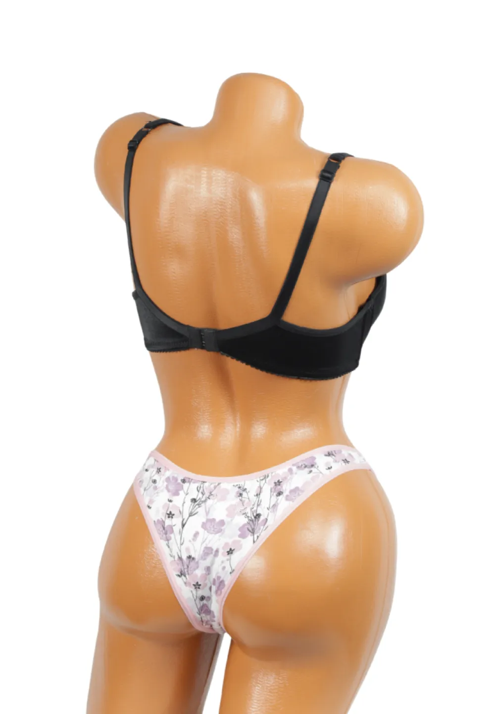 Chiloți damă tip brazilian roz cu imprimeu floral - 2