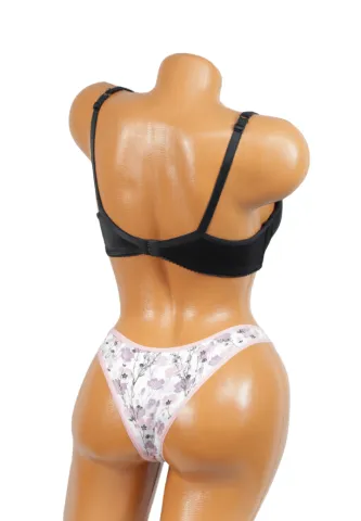 Chiloți damă tip brazilian roz cu imprimeu floral hover