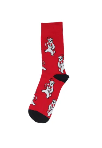 Șosete de Crăciun bărbați roșii cu imprimeu urs polar