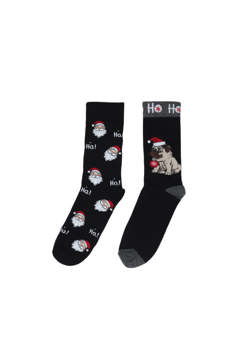 Set 2 perechi șosete lungi de Crăciun pentru bărbați – imprimeu câine și Moș Crăciun - 1