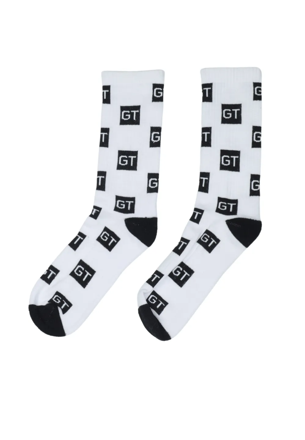 Șosete lungi pentru damă albe cu detalii negre și talpă flaușată - 1