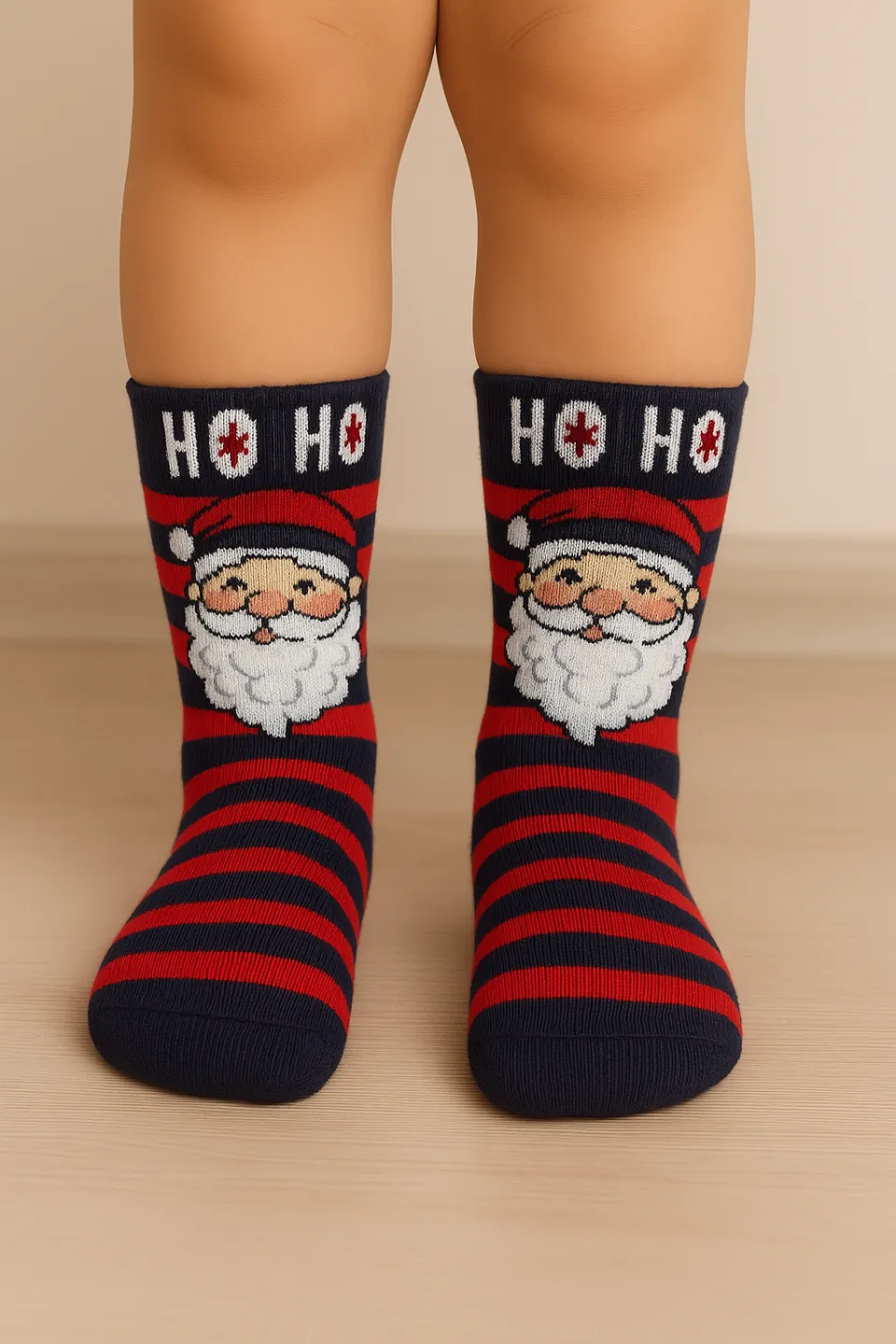 Set 2 perechi șosete bleumarin de Crăciun pentru copii – cu Moș Crăciun și bomboane - 3