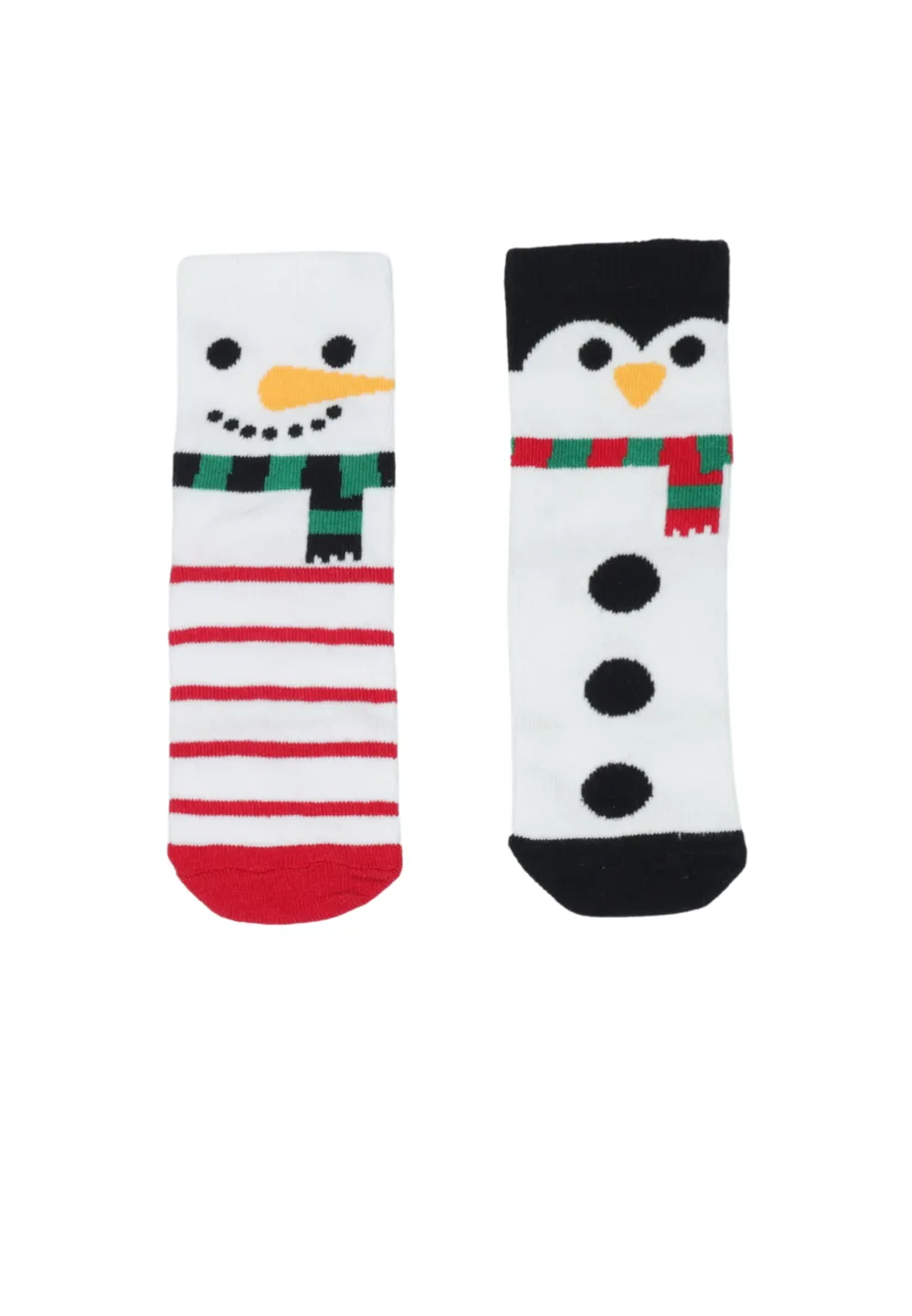 Set 2 perechi șosete albe de Crăciun pentru copii – cu om de zăpadă - 1