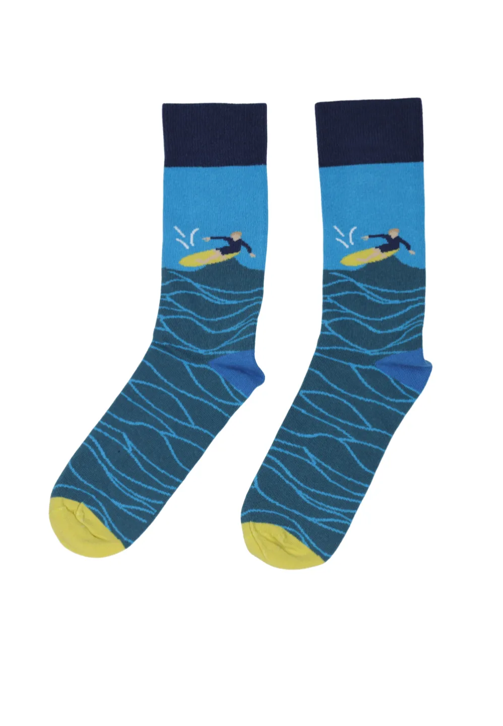 Șosete lungi bărbătești albastre – model „Surf” cu imprimeu WHITE STUFF - 1