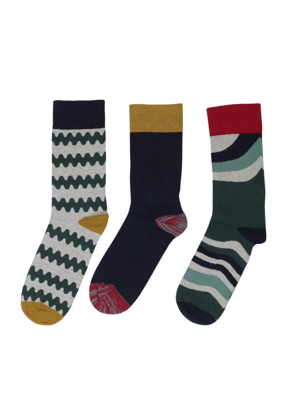 Set 3 perechi șosete bărbătești lungi – „White Stuff”, culori și modele diferite - 1