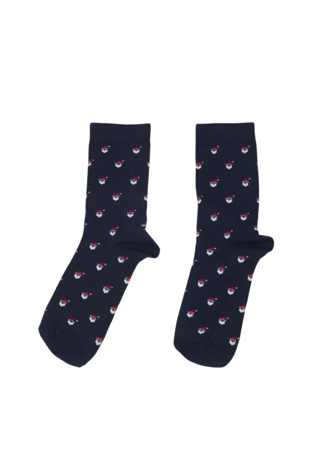 Șosete damă bleumarin cu Moș Crăciun