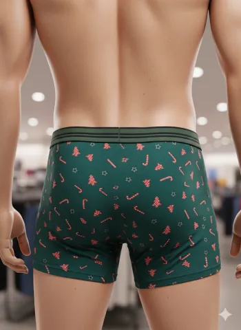 Set 2 Boxeri Bărbați – Imprimeu Crăciun, Verde & Roșu cu Ursi polari