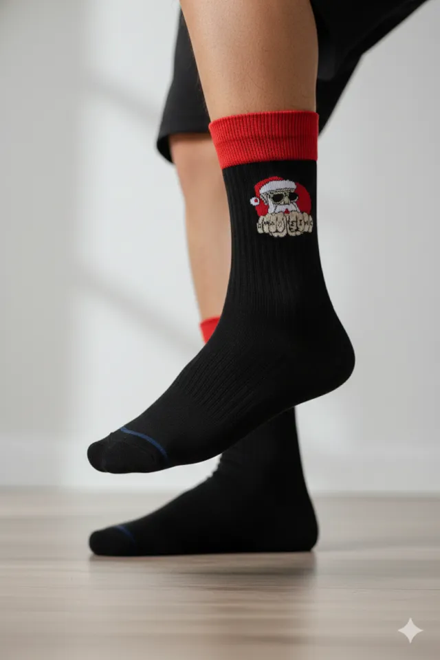 Șosete Bărbați Negre cu Roșu – Xmas Time