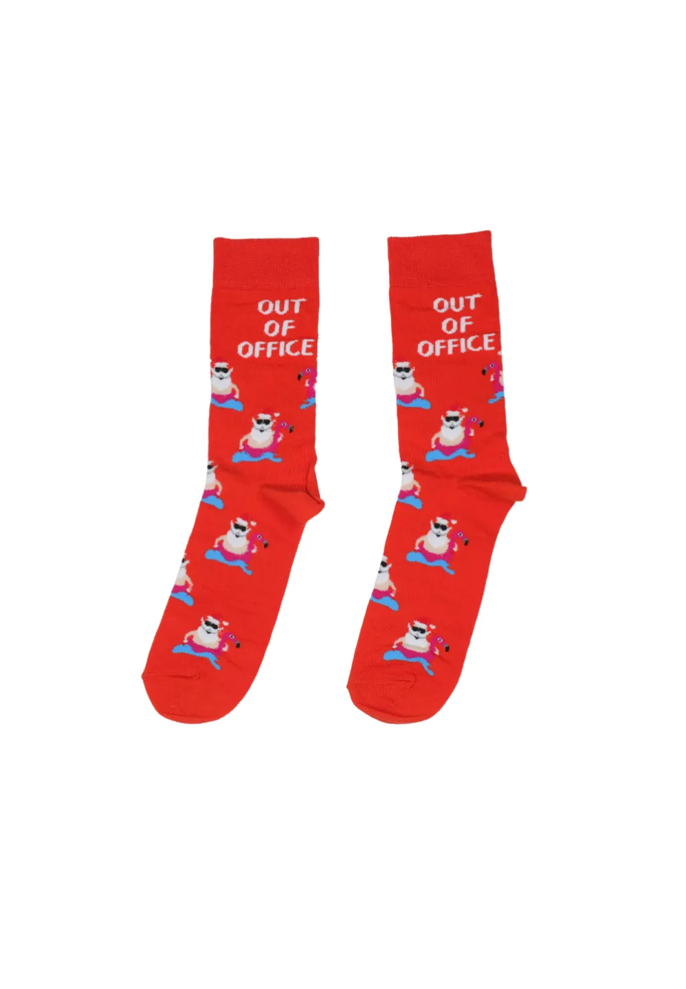 Șosete Bărbați Portocalii cu Moș Crăciun „Out of Office” - 1