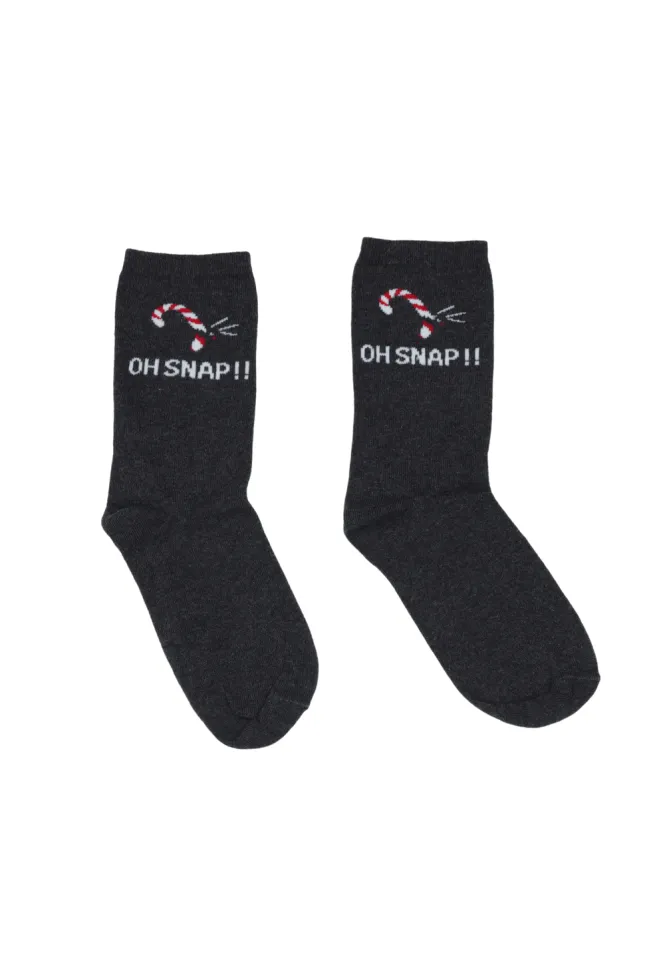Șosete Unisex Gri Închis cu Acadea „Oh Snap”