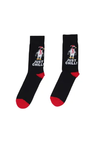Șosete Bărbați Negre cu Pinguin „Just Chill”