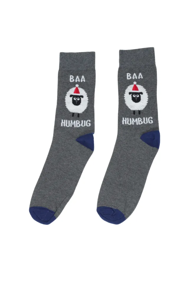 Șosete Bărbați Gri de Crăciun cu Imprimeu Oaie