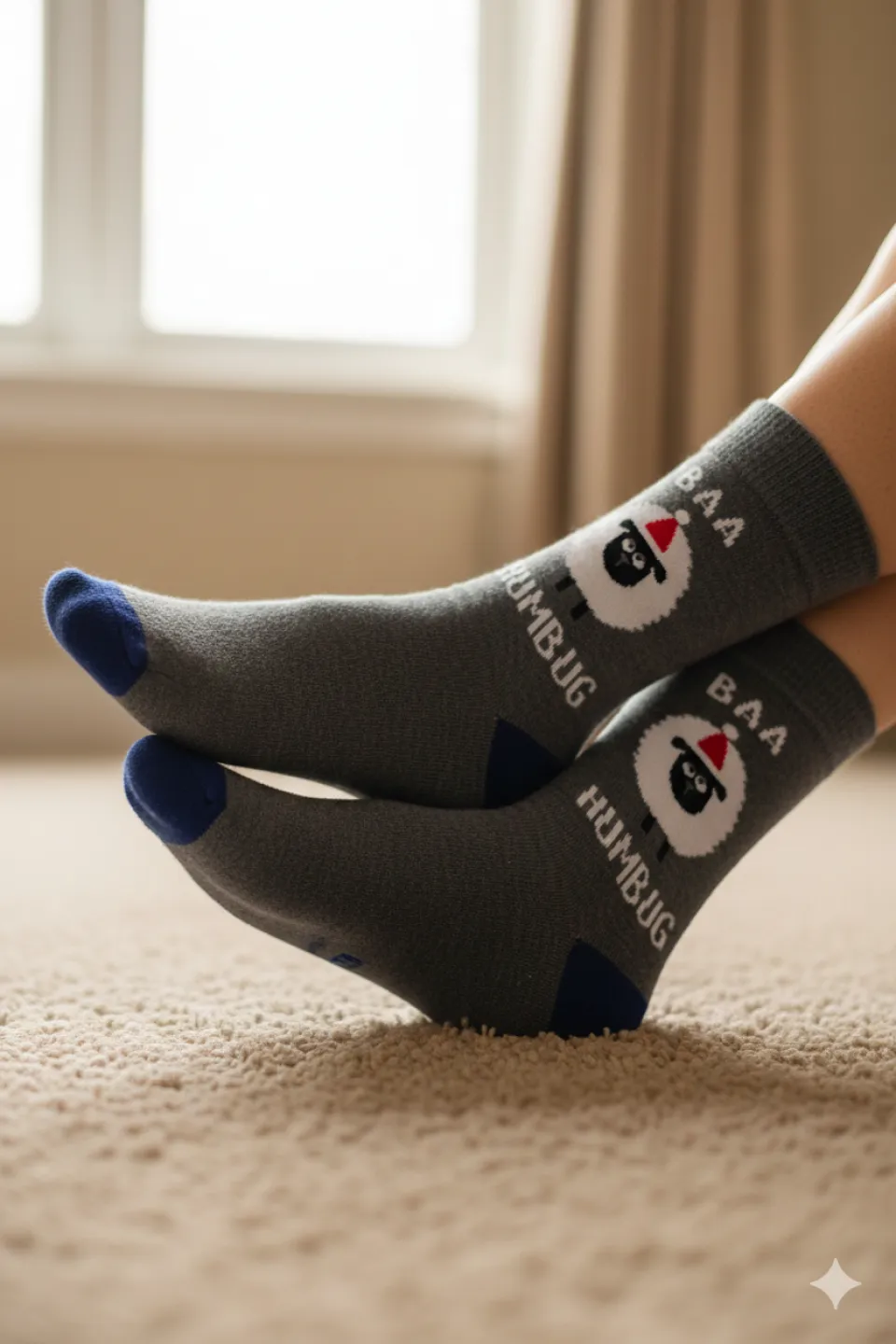 Șosete Bărbați Gri de Crăciun cu Imprimeu Oaie - 1