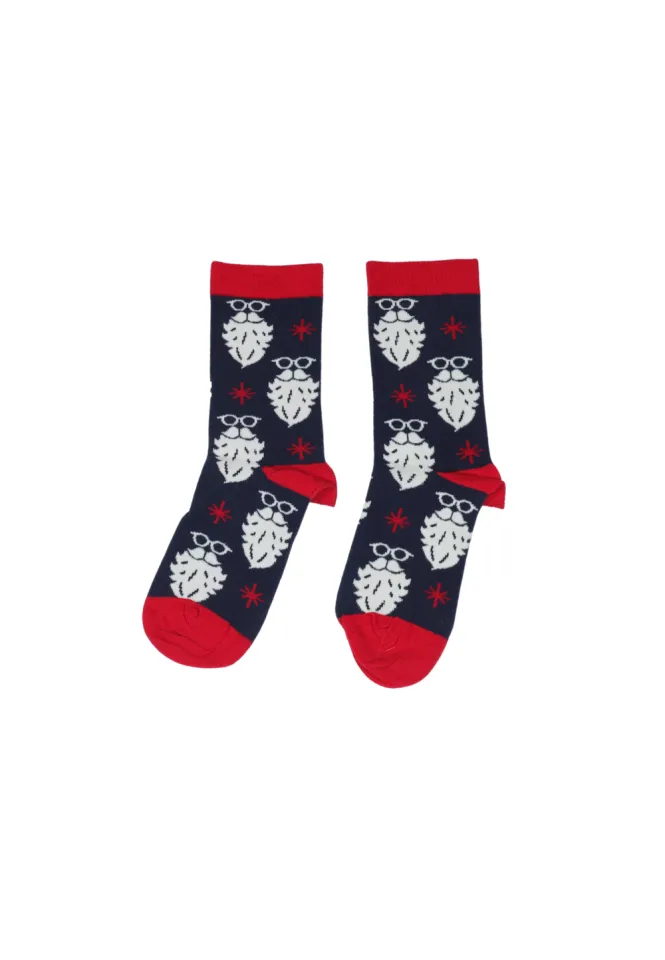 Șosete Damă One Size – Bleumarin cu Moș Crăciun