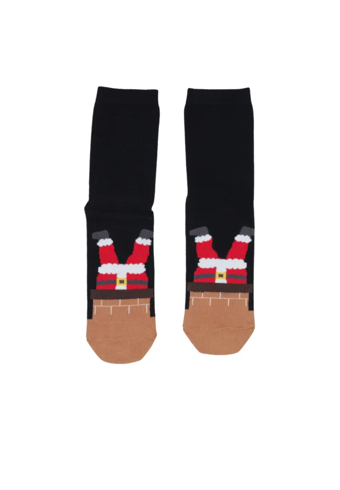 Șosete Damă Negre cu Moș Crăciun
