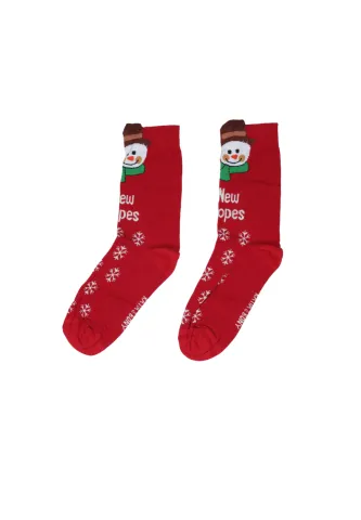Șosete Damă Roșii cu Om de Zăpadă „New Hopes”
