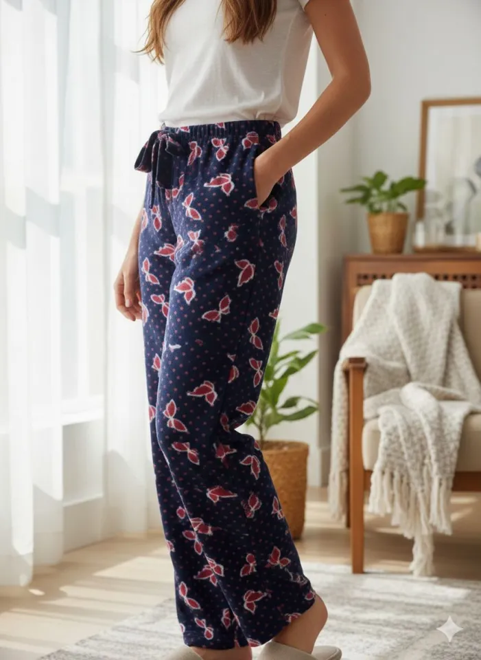 Pantaloni Dama Polar , Bleumarin, cu Fluturi