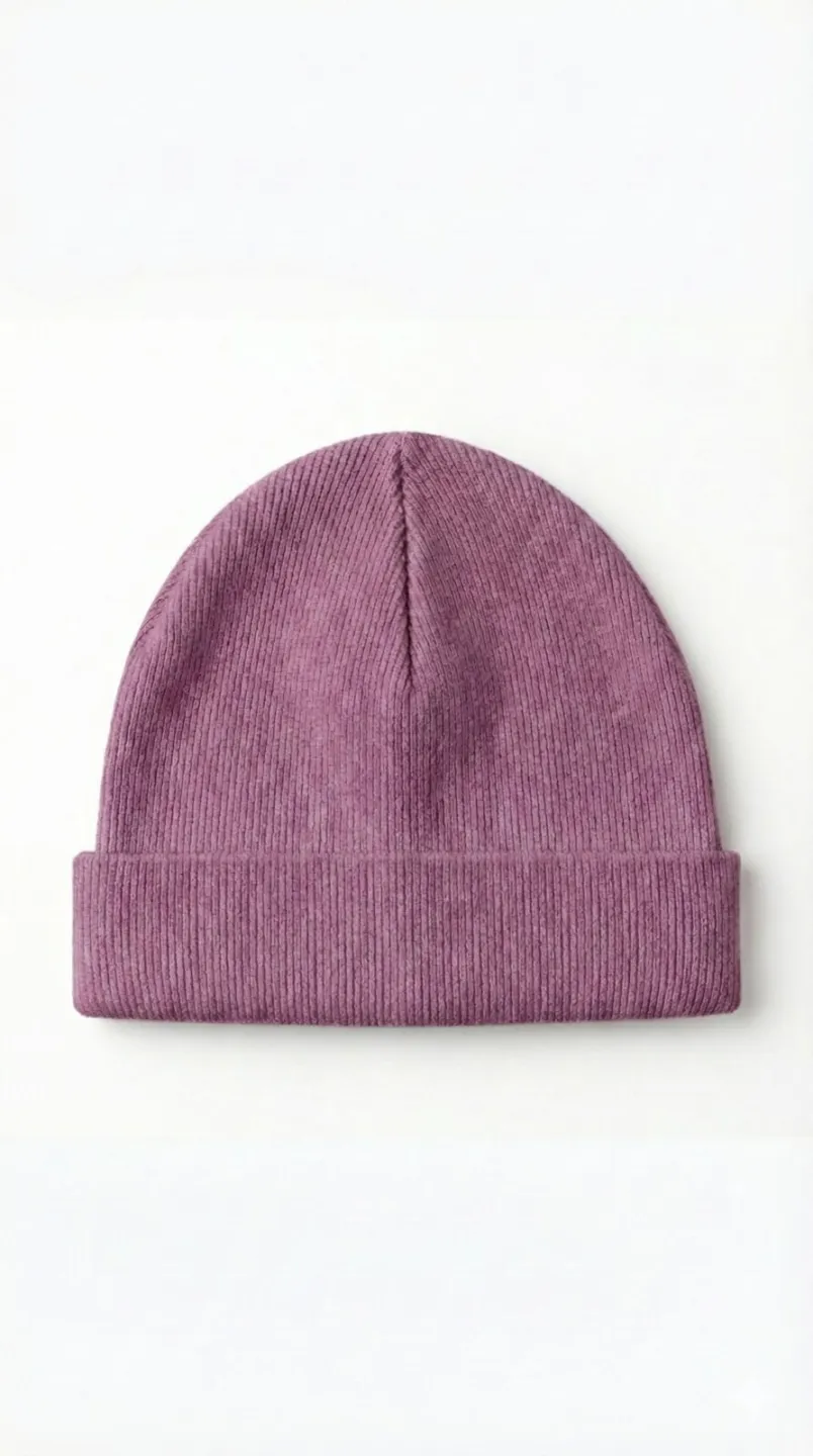 Căciuliță roz pentru copii, raiată și dublată - 1