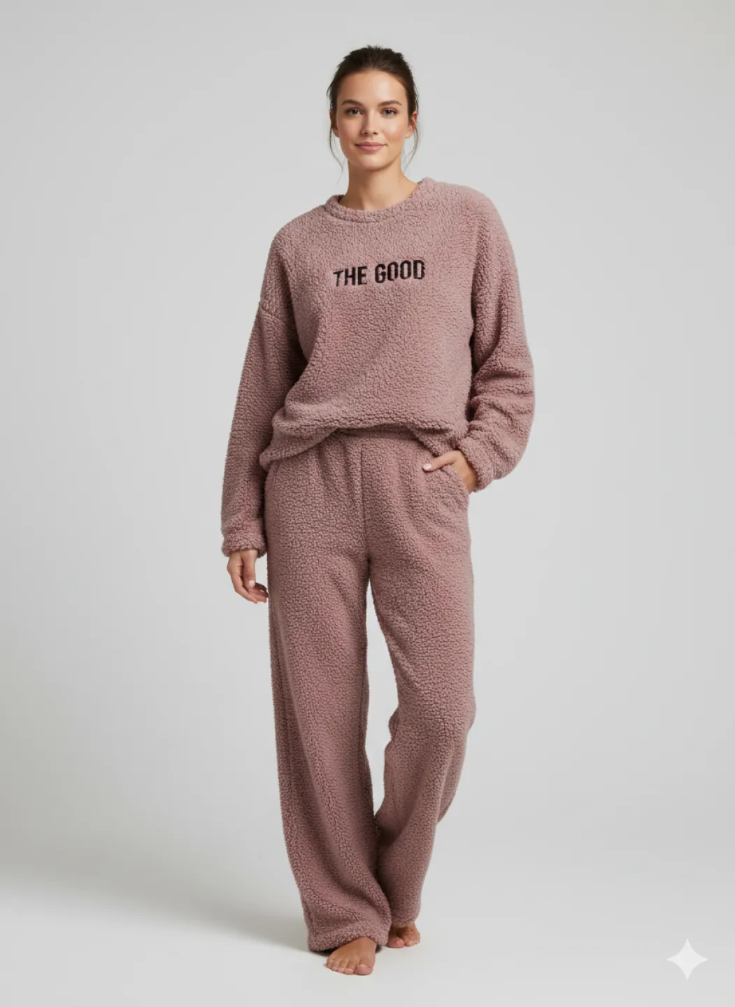 Pijamale damă cocolino mov cu imprimeu „The Good” - 1