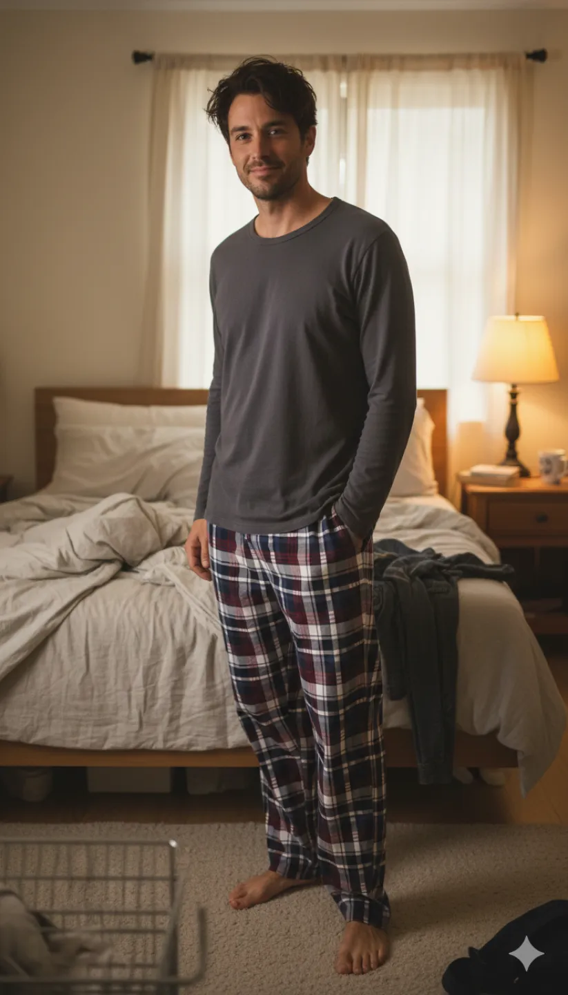 Pantaloni pijama bărbați cu carouri multicolor - 1