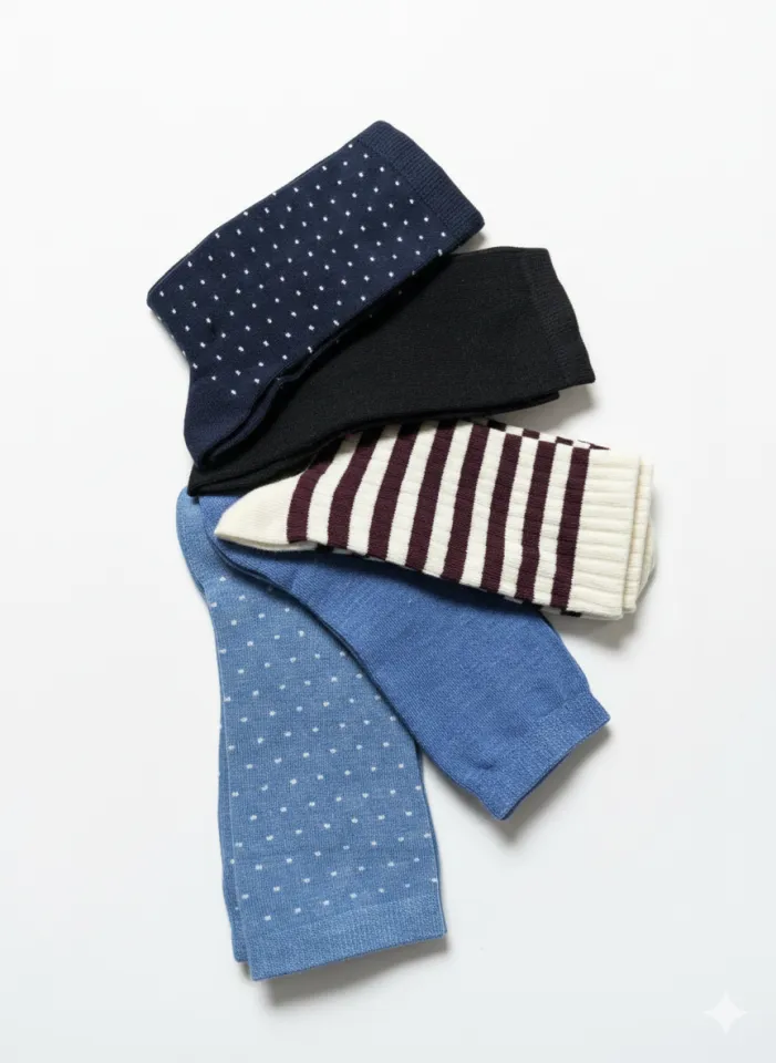 Set 5 șosete damă lungi, fără cusături, diverse modele și culori