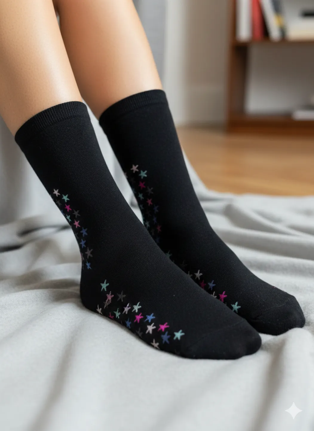 Set 5 șosete damă lungi, fără cusături, diverse modele și culori - 3