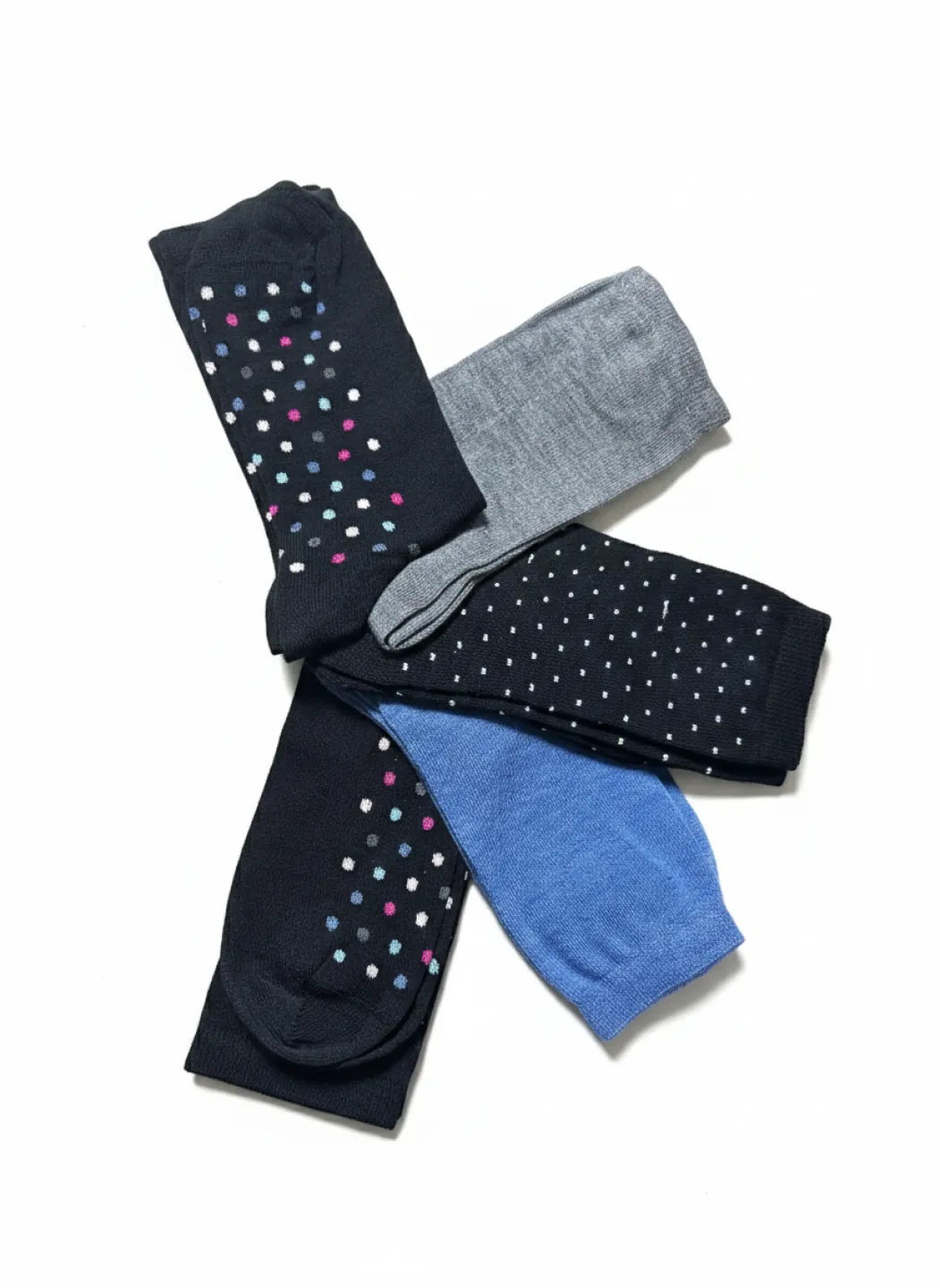 Set 5 șosete damă lungi, fără cusături, diverse modele și culori - 1