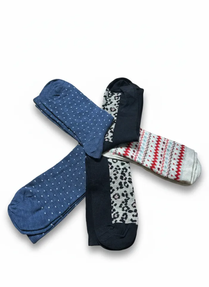 Set 5 șosete damă lungi, fără cusături, diverse modele și culori