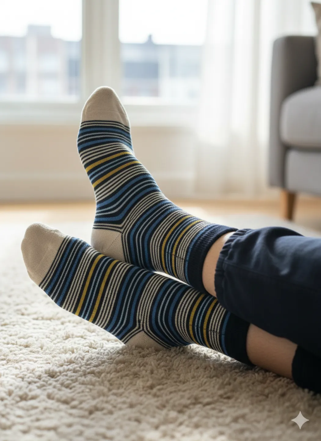 Set 5 șosete damă lungi, fără cusături, diverse modele și culori - 5