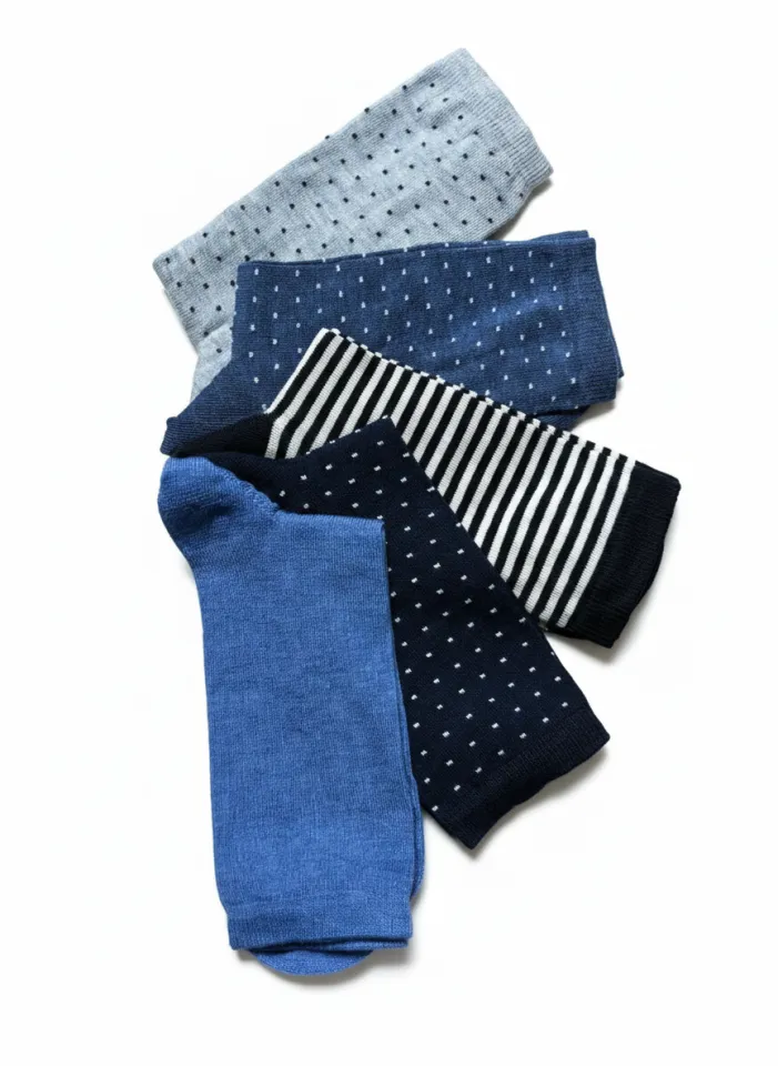 Set 5 șosete damă lungi, fără cusături, diverse modele și culori