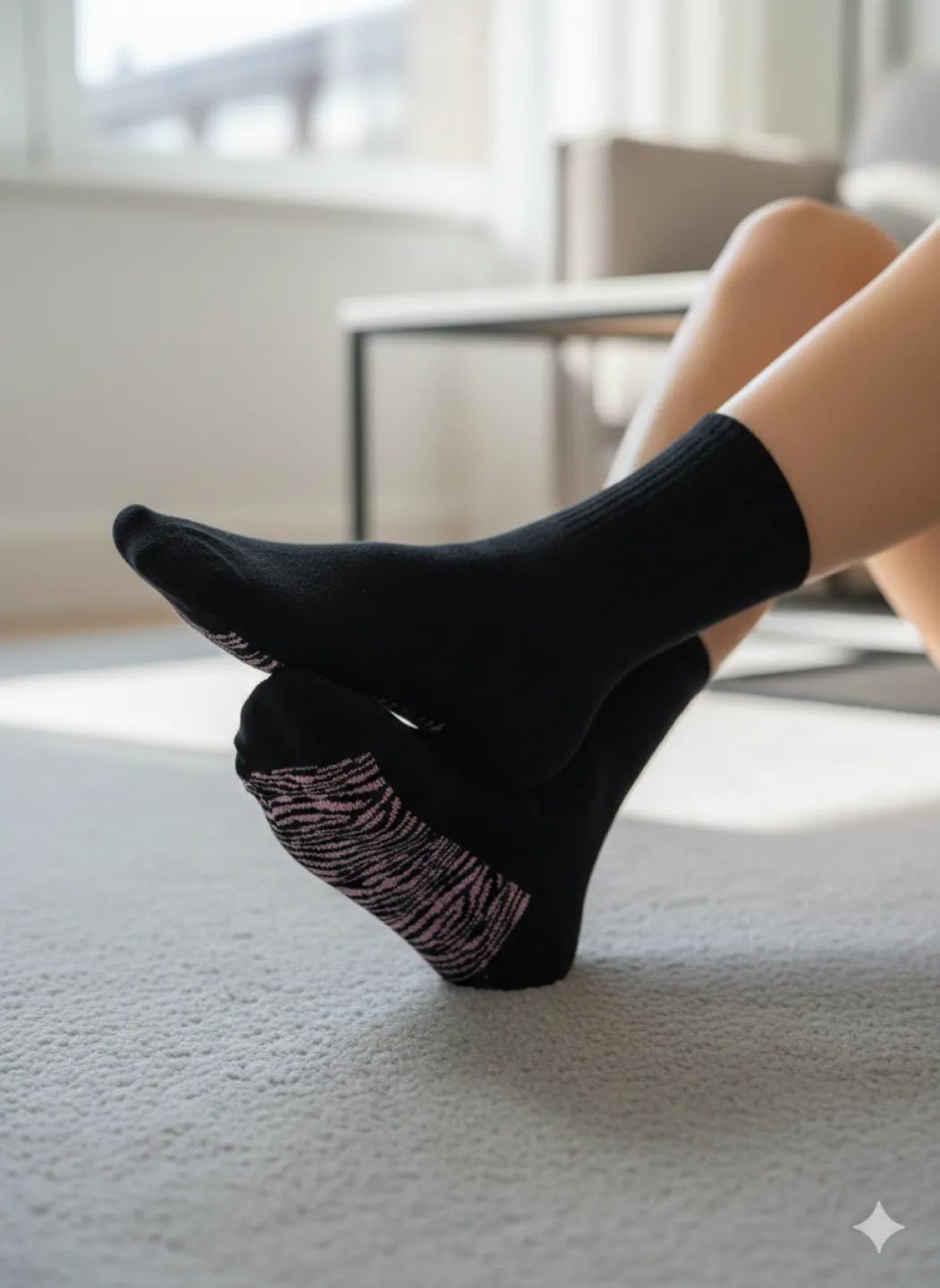 Set 5 șosete damă lungi, fără cusături, diverse modele și culori - 2