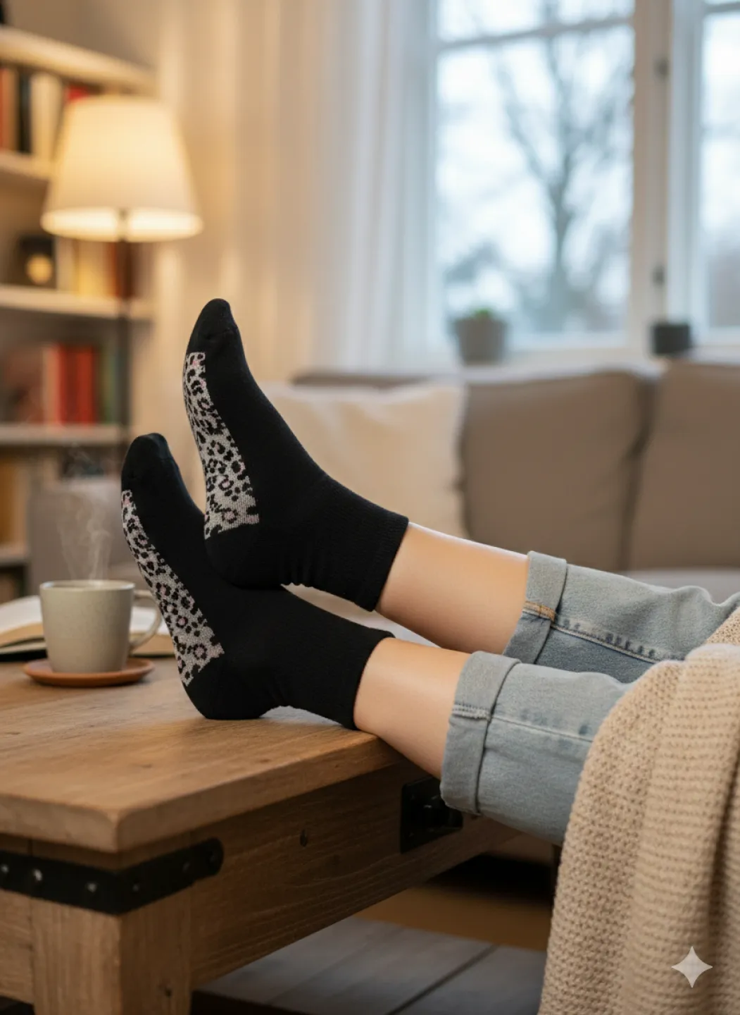 Set 5 șosete damă lungi, fără cusături, diverse modele și culori - 3