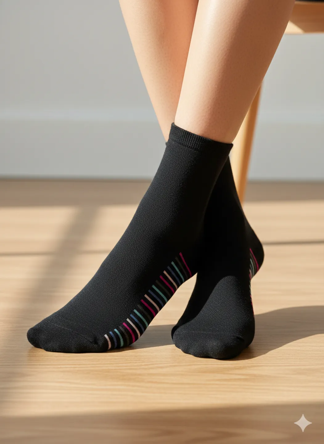 Set 5 șosete damă lungi, fără cusături, diverse modele și culori - 4