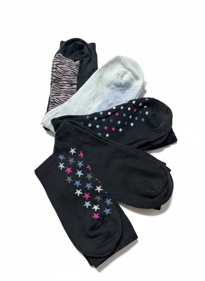 Set 5 șosete damă lungi, fără cusături, diverse modele și culori