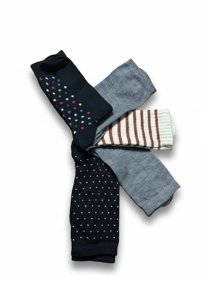 Set 5 șosete damă lungi, fără cusături, diverse modele și culori