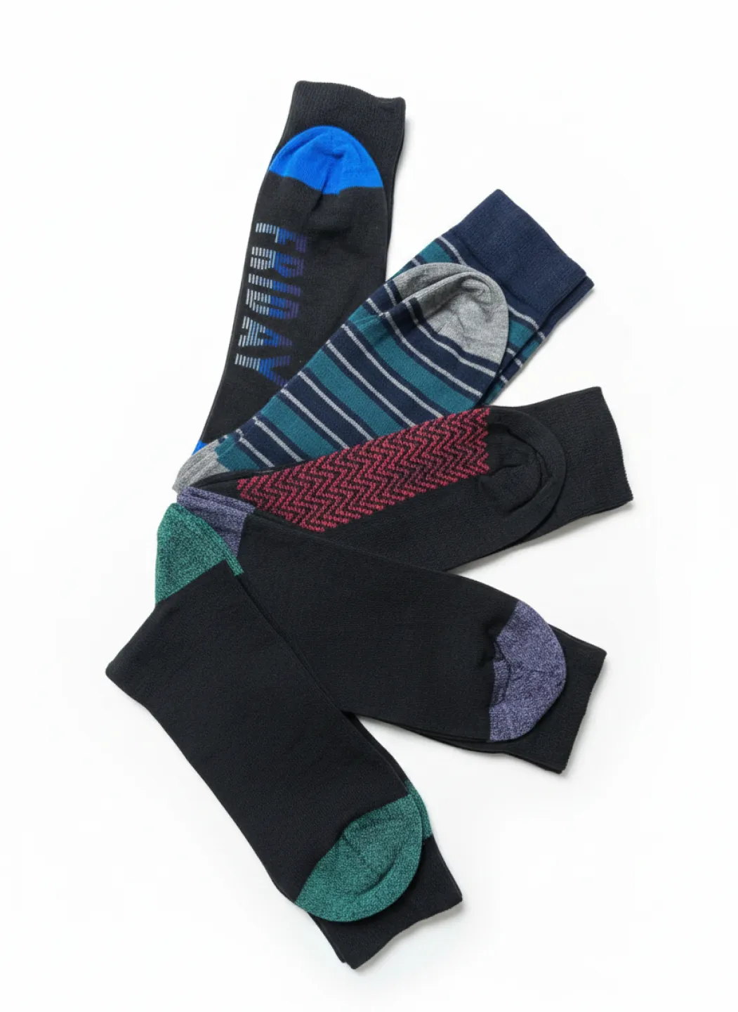 Set 5 șosete barbati  lungi, fără cusături, diverse modele și culori - 1