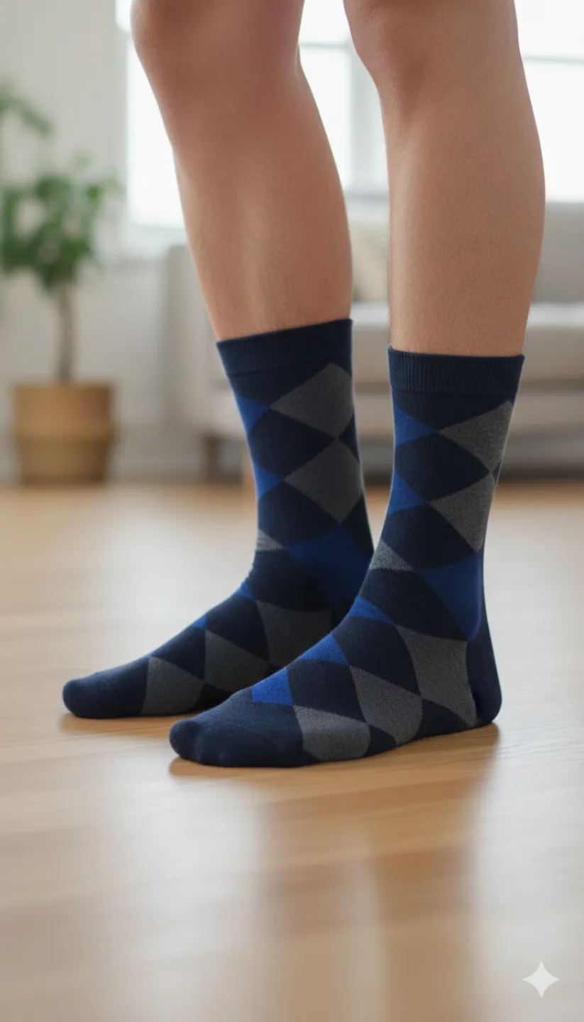 Set 5 șosete barbati lungi, fără cusături, diverse modele și culori - 3