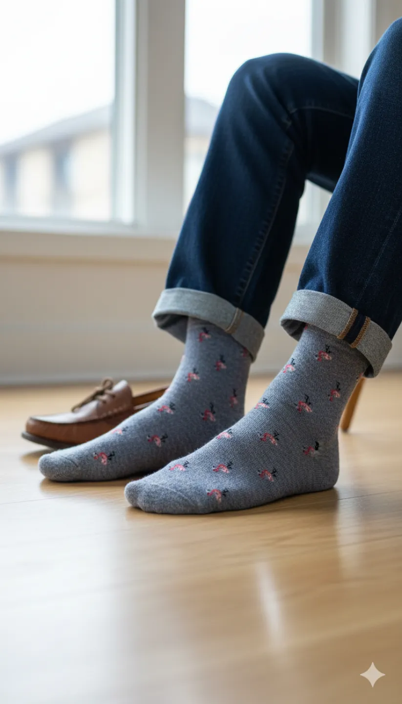 Set 5 șosete bărbați lungi, fără cusături, diverse modele și culori - 2