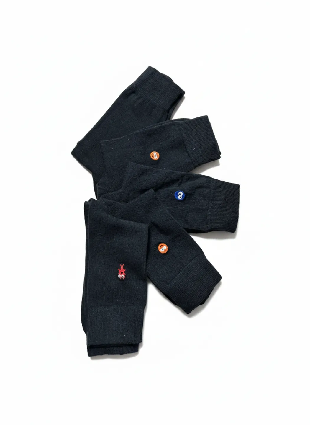 Set 5 șosete bărbați lungi, fără cusături, negre cu stickere - 1