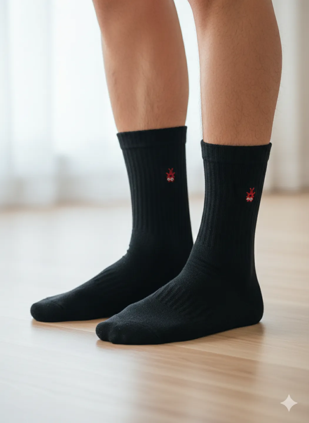 Set 5 șosete bărbați lungi, fără cusături, negre cu stickere - 3